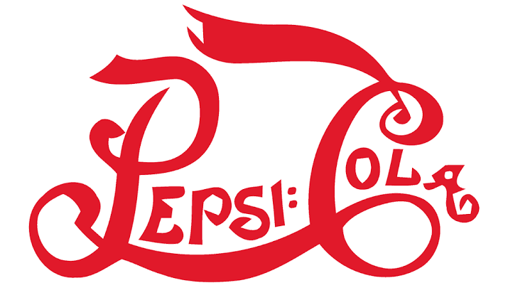 Logo Pepsi saat masih didominasi elemen swirl pada tahun 1898 dan memiliki kata Cola.
